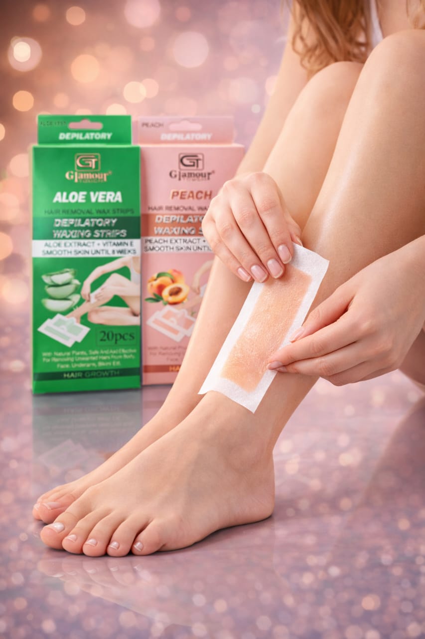 Glamour Touch Depilatory Waxing Strips – Aloe Vera & Peach | 20pcs