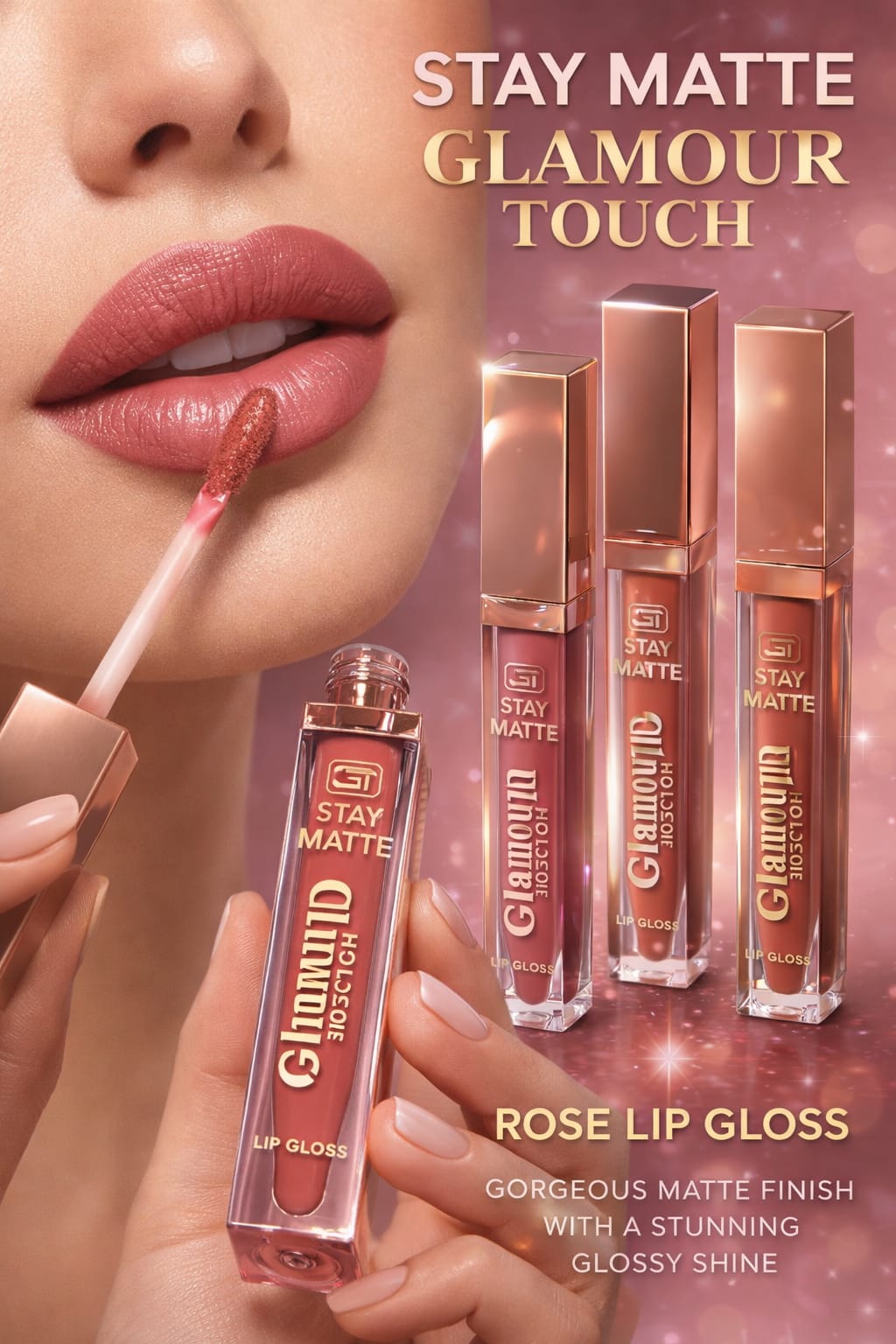 Glamour Touch Stay Matte Lip Gloss – Rose Lip Gloss