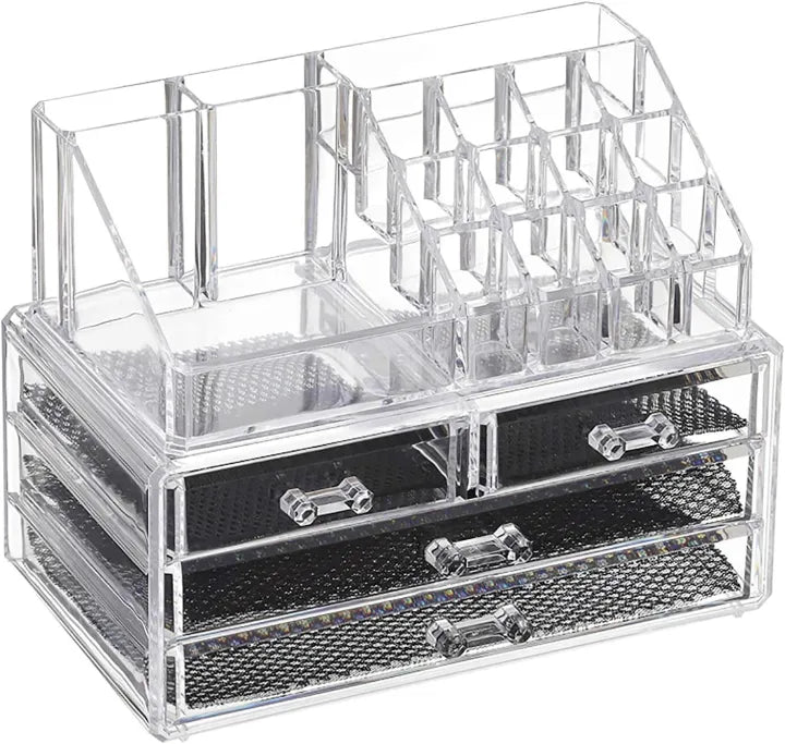 4 Layer Cosmetic Makeup Organizer, Storage Box Display Box Acrylic Case Stand Cosmetic Organizer Makeup Storage Drawers, Makeup Organizer, Clear Acrylic Jewellery Box Makeup Storage Case