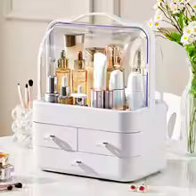 Cosmetic Organizer Countertop Organizer For Dresser With Lid And Drawer Countertop Waterproof And Dustproof Skin Care Organizer