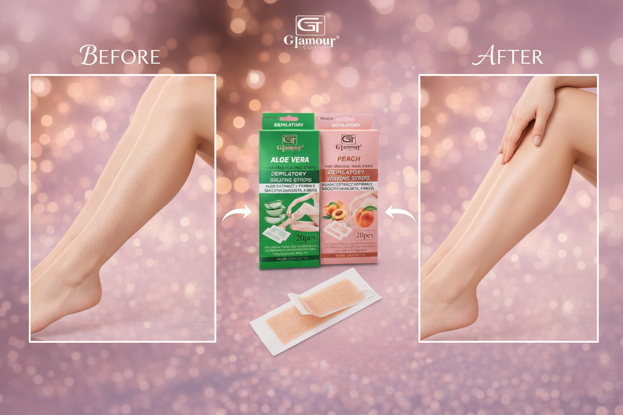 Glamour Touch Depilatory Waxing Strips – Aloe Vera & Peach | 20pcs