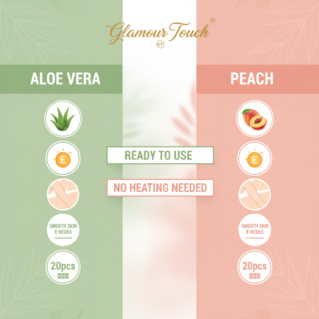 Glamour Touch Depilatory Waxing Strips – Aloe Vera & Peach | 20pcs